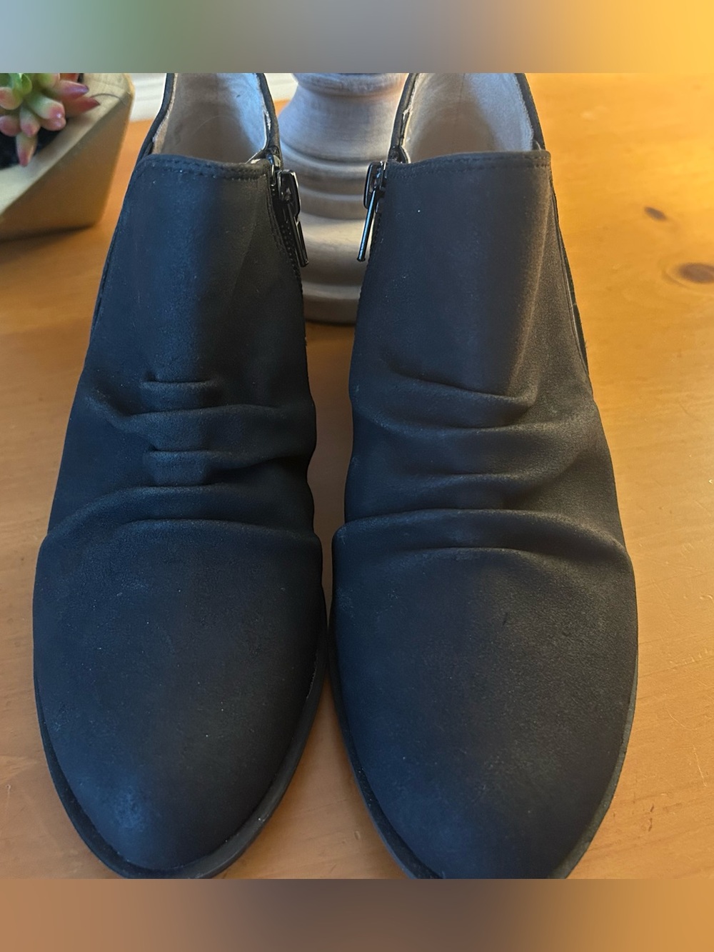 Life Stride Black Suede Low Heel Ankle Booties